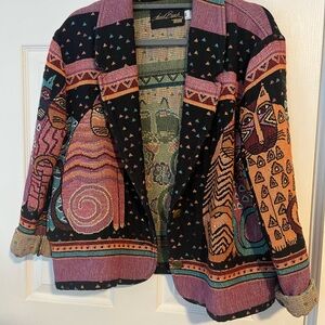 Vintage Laurel Burch woven cat jacket
